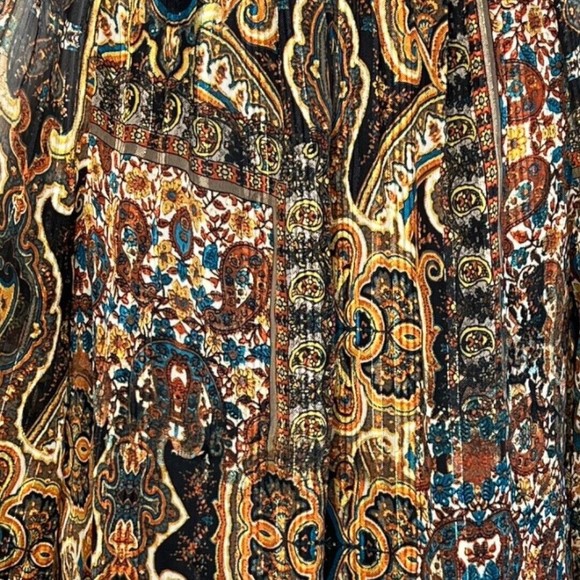 Anthropologie Meadow Rue Blouse Womens Small Black Gold Paisley Marya Peasant - Picture 6 of 8